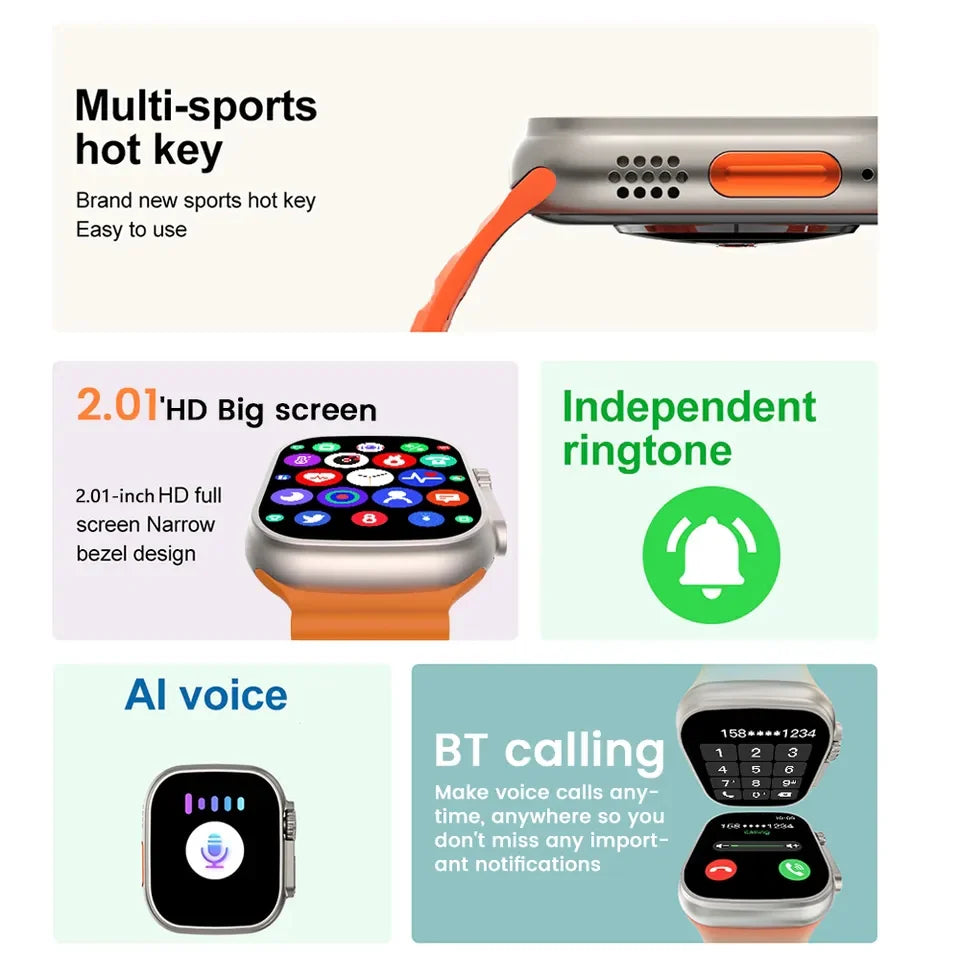 T800 Ultra 2 1.99″ HD IPS Display Smart Watch Series 9 Bluetooth Call Smartwatch